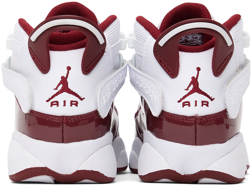 Nike Kids White & Burgundy 6 Rings Big Kids Sneakers In White/team Red
