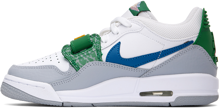 Nike Big Kids White & Gray Air Jordan Legacy 312 Low Sneakers In White/industrial Blu