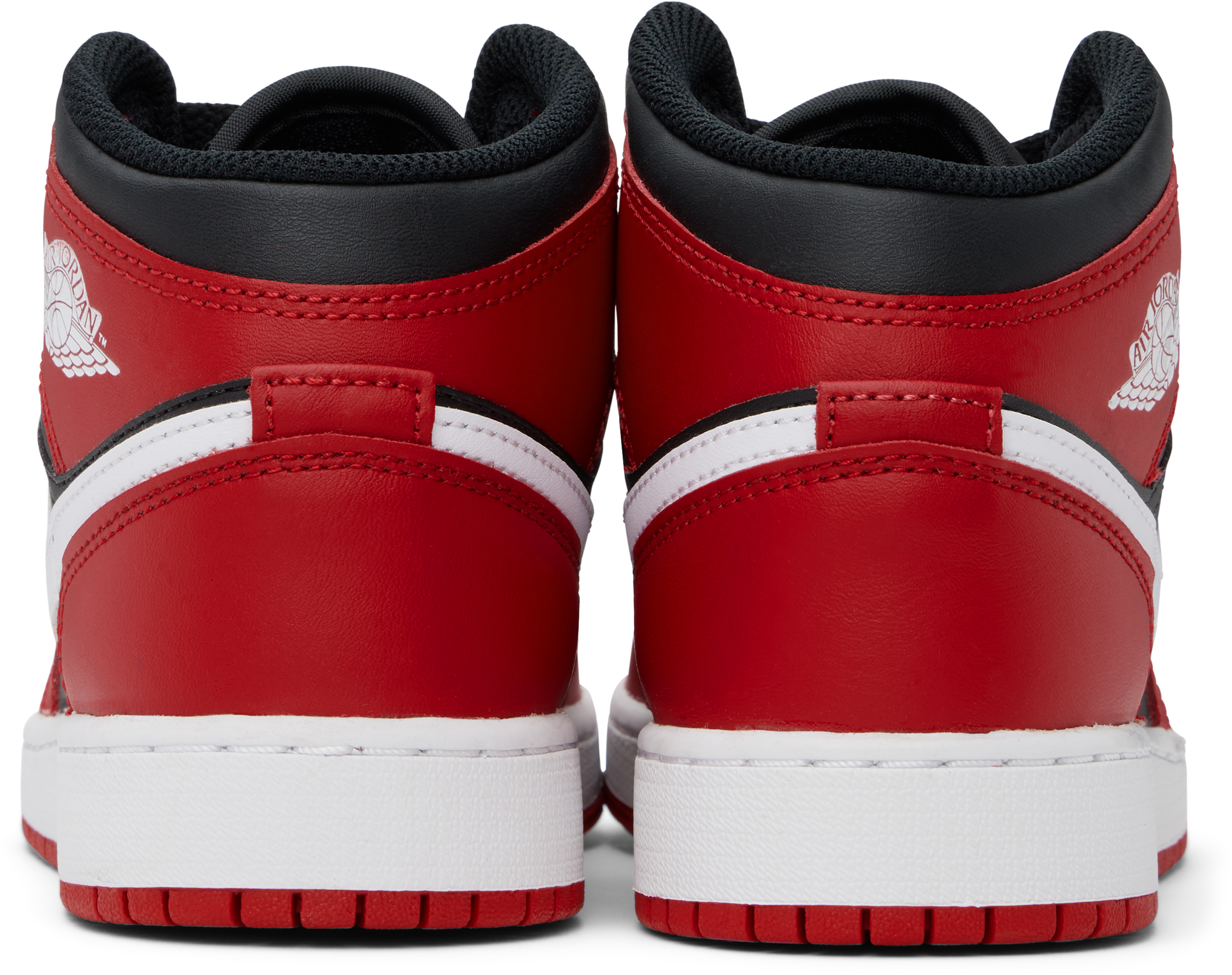 Nike Big Kids Black & Red Air Jordan 1 Mid Sneakers In Black/white-gym Red