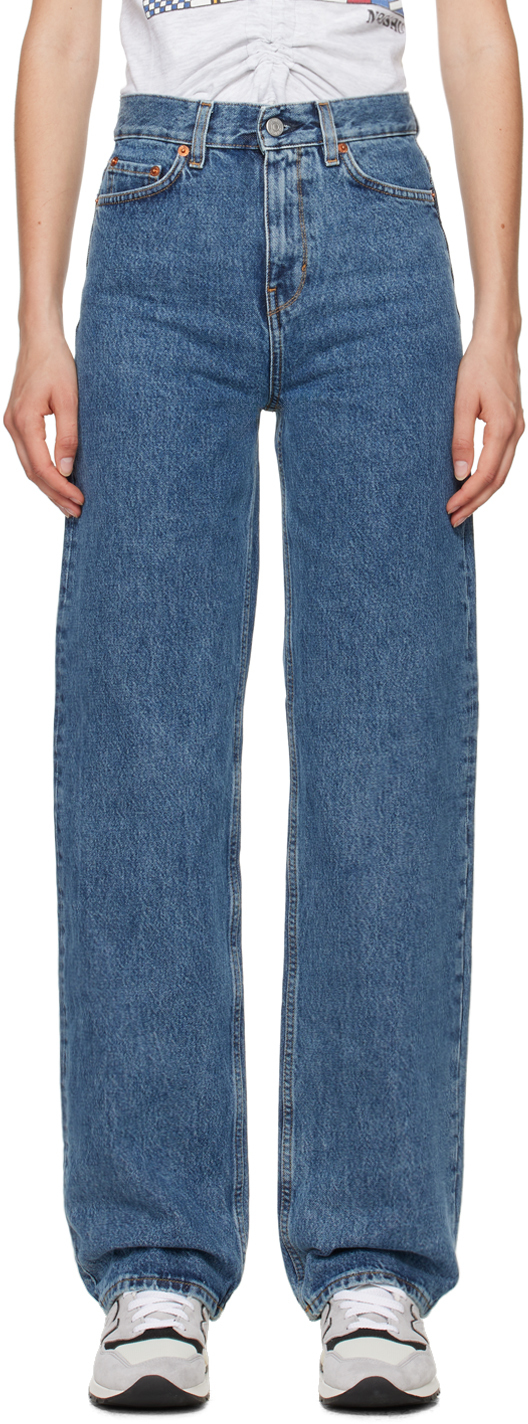 Shop Sporty And Rich Blue Loose-fit Jeans In 299 Medium Blue
