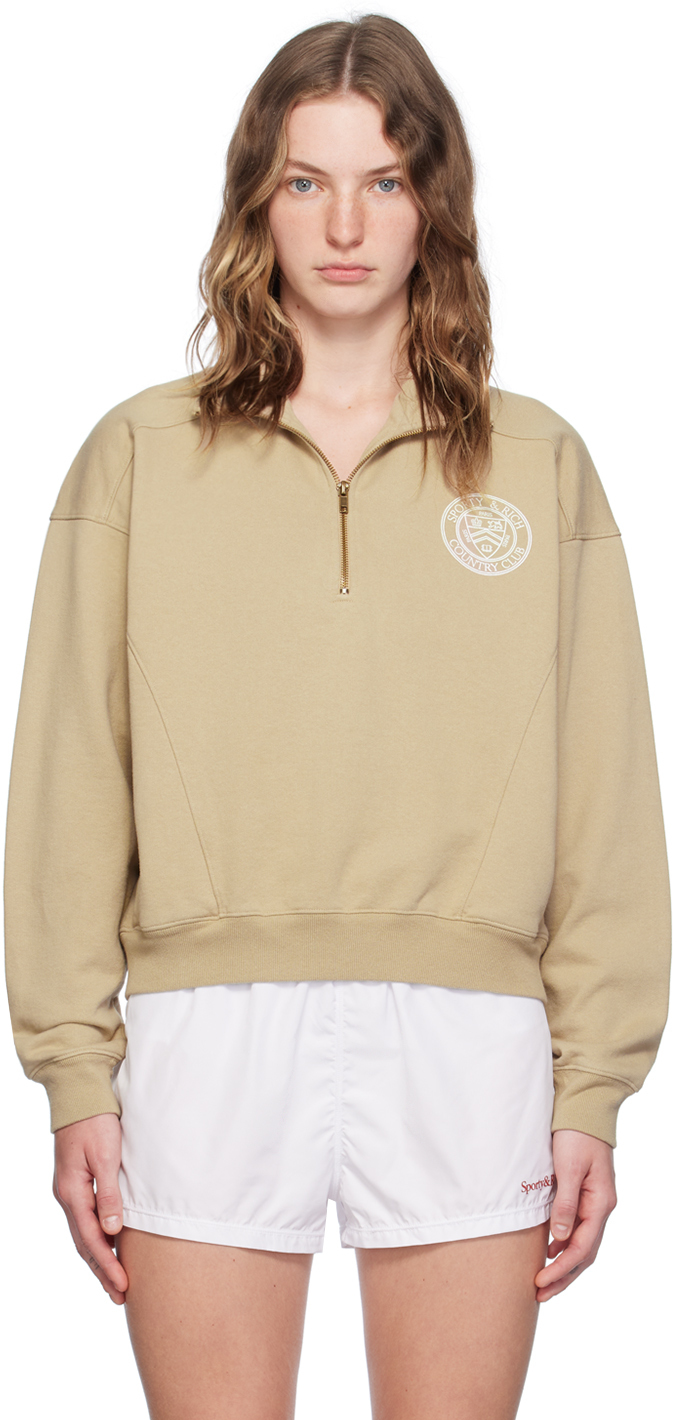 Shop Sporty And Rich Beige 'paris Country Club' Sweatshirt In 13 Elephant