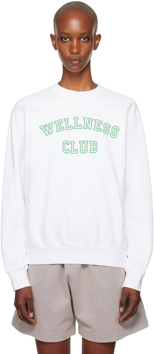 Shop Sporty And Rich White 'wellness Club' Sweatshirt