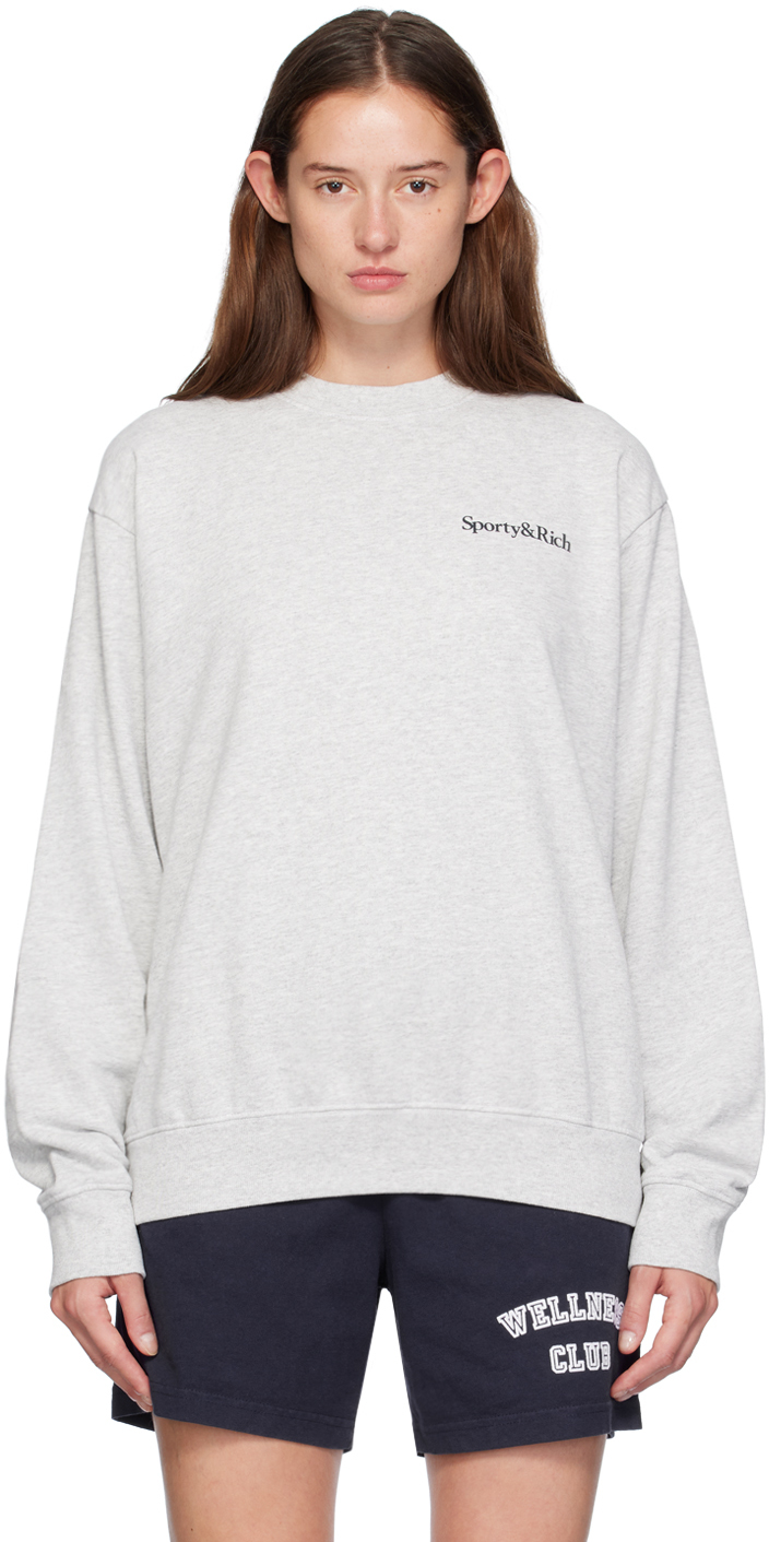 Shop Sporty And Rich Gray 'fitness 94' Sweatshirt In Heather Gray