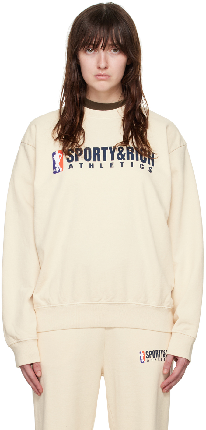 Shop Sporty And Rich Beige Team Sweatshirt In Cream