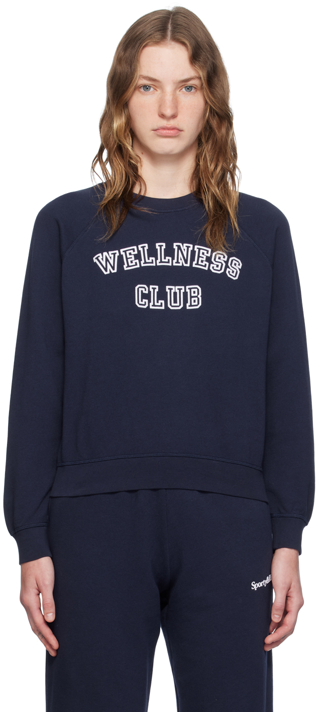 Shop Sporty And Rich Navy 'wellness Club' Sweatshirt