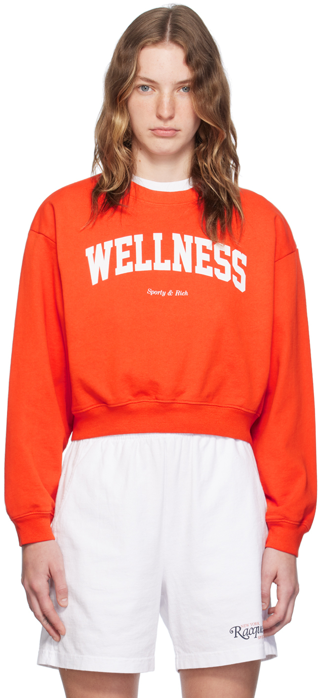 Shop Sporty And Rich Orange 'wellness' Ivy Sweatshirt In Red Clay