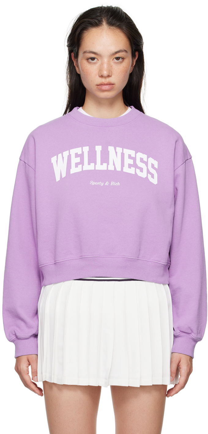 Shop Sporty And Rich Purple 'wellness' Ivy Cropped Sweatshirt In 342 Violet