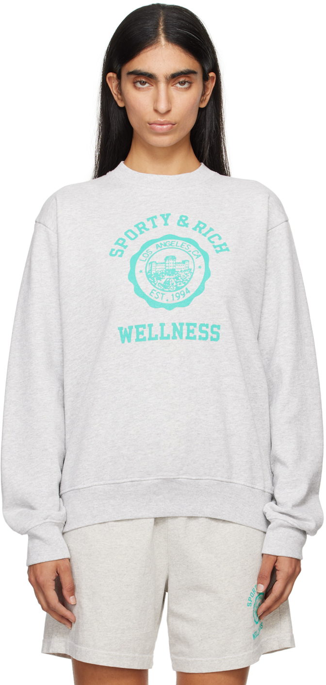 Shop Sporty And Rich Gray Emblem Sweatshirt In Heather Gray