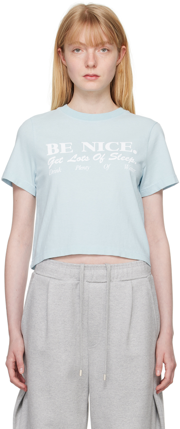 Shop Sporty And Rich Blue 'be Nice' T-shirt In Baby Blue