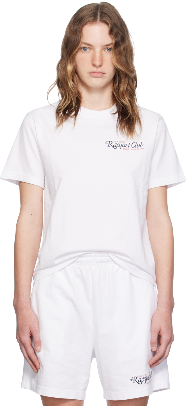 Shop Sporty And Rich White '94 Racquet Club' T-shirt