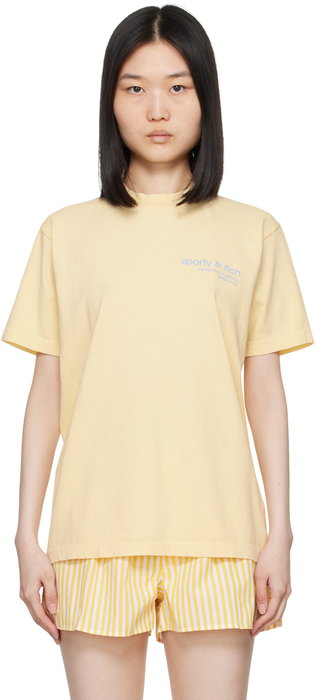 Shop Sporty And Rich Yellow Usa Health Club T-shirt In Almond