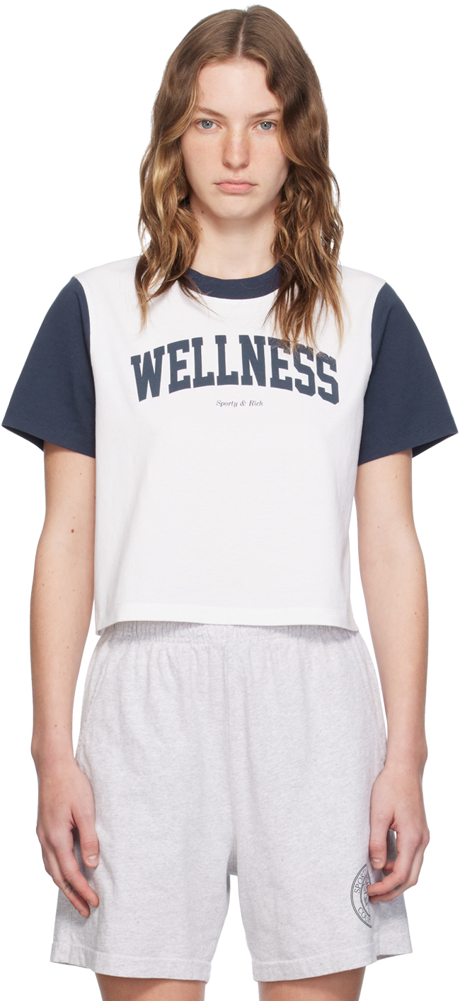 White & Navy 'Wellness' Ivy T-Shirt