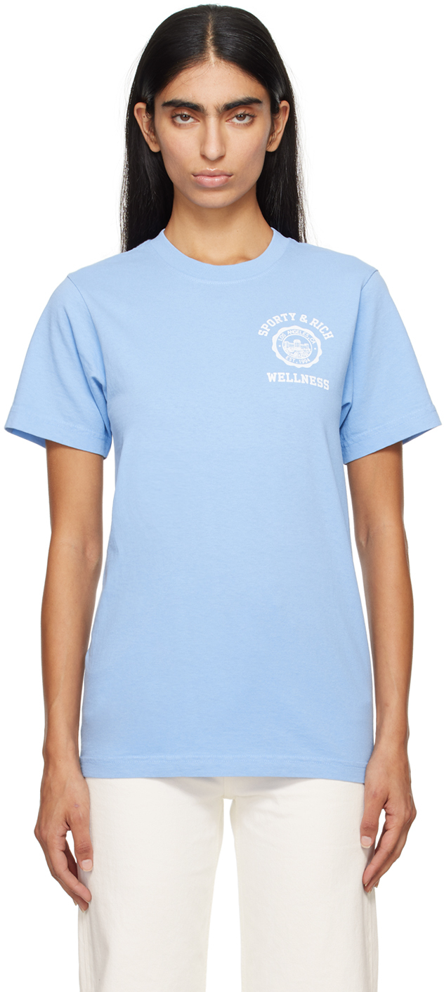 Shop Sporty And Rich Blue Emblem T-shirt In 104 Sky Blue