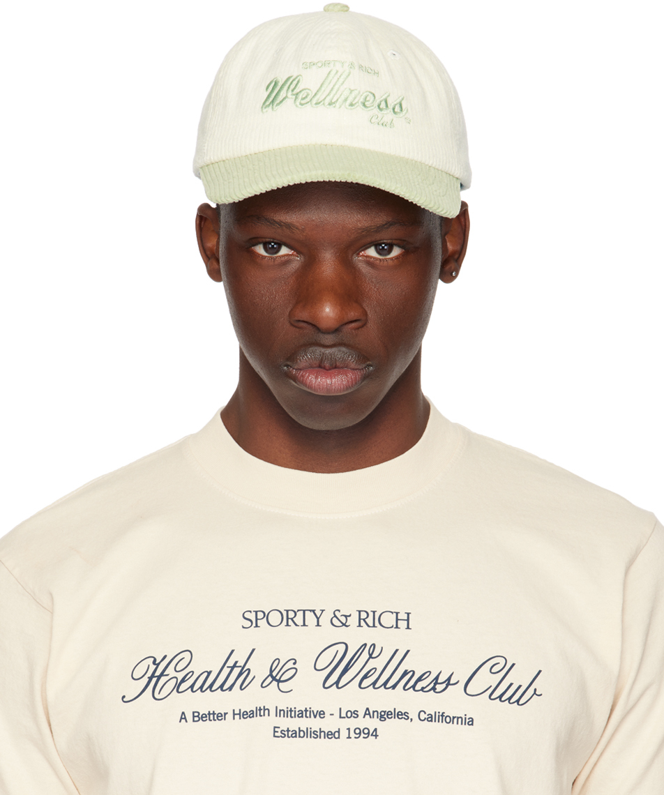 Shop Sporty And Rich White & Green Draft Cap