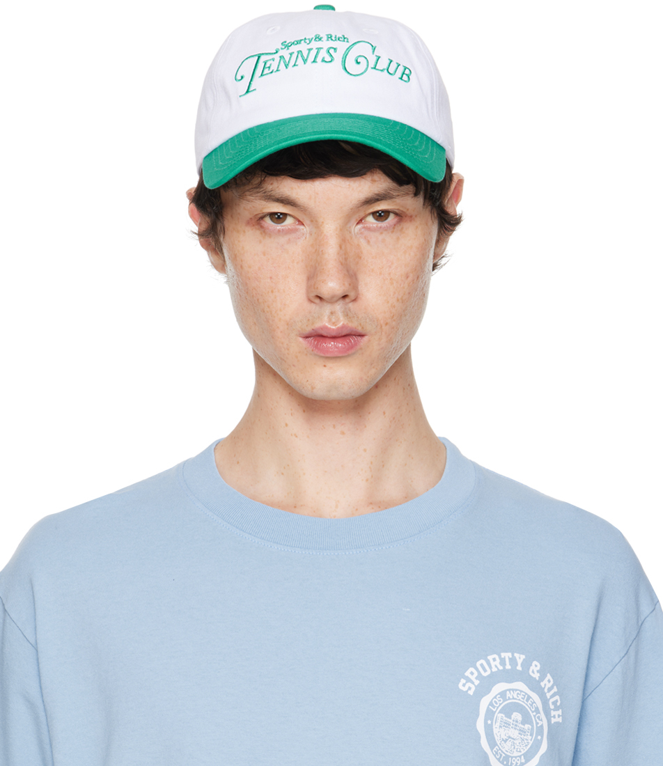 Sporty And Rich White & Green Rizzoli Tennis Cap