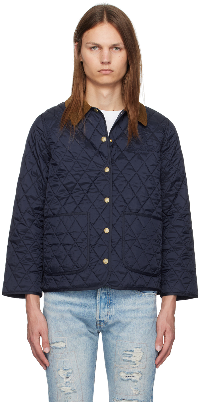 Shop Sporty And Rich Navy Vendome Quilted Jacket