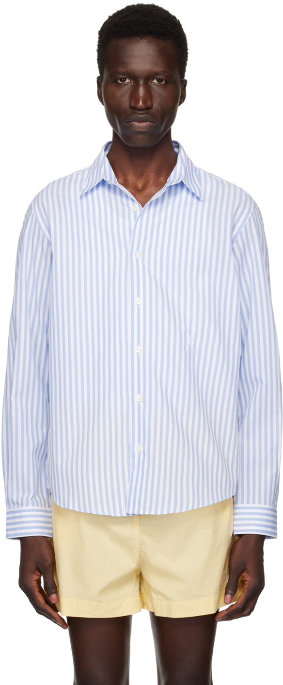 Shop Sporty And Rich Blue 'src' Shirt In White/sky Blue