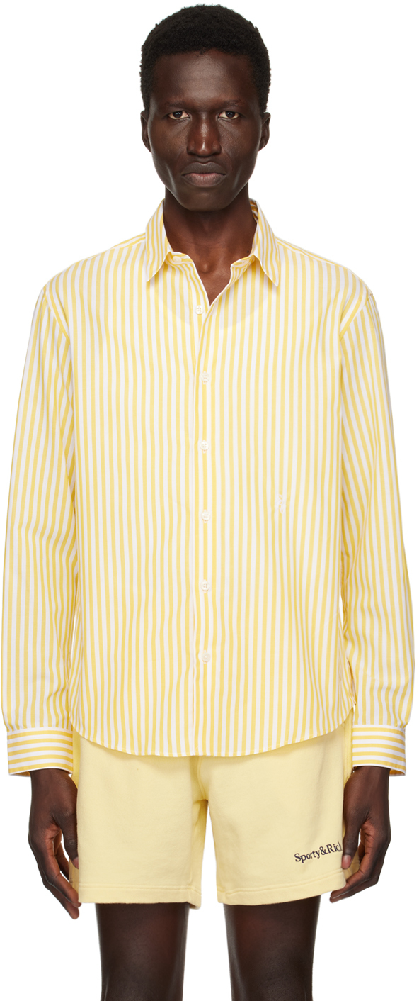 Shop Sporty And Rich Yellow 'src' Shirt In White/yellow Stripe