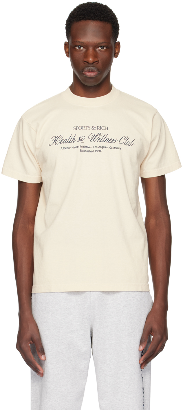 Shop Sporty And Rich Off-white 'h&w Club' T-shirt In Cream