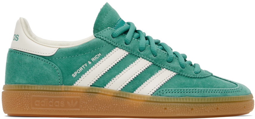 Sporty And Rich Green & White Adidas Originals Edition Handball Spezial Sneakers In Chalk White/gum 2