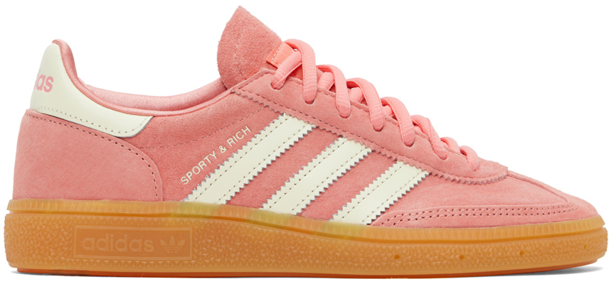 Sporty And Rich Pink & White Adidas Originals Edition Handball Spezial Sneakers In White Tint/gum 2