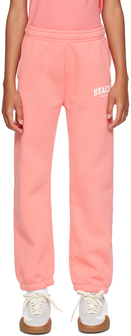 SPORTY AND RICH KIDS PINK 'HEALTH' IVY SWEATPANTS 