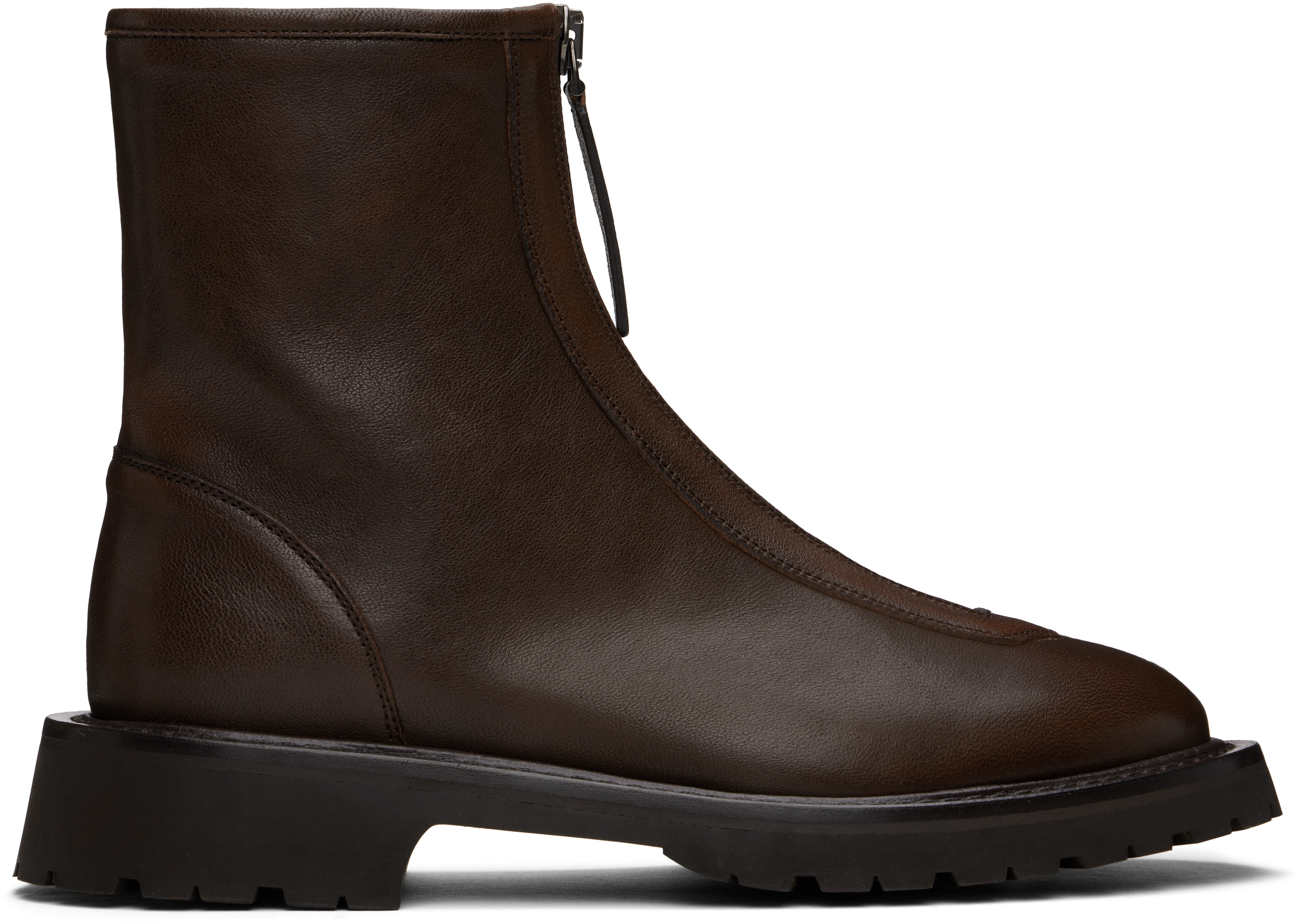 Shop Legres Brown Zipper Boots In Dark Brown