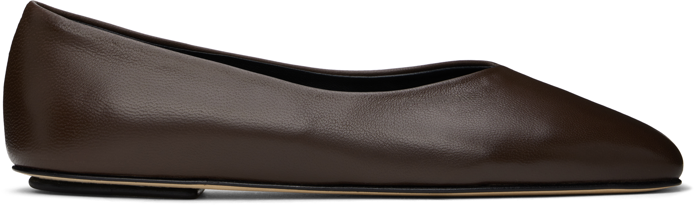 Brown Nappa Leather Ballerina Flats