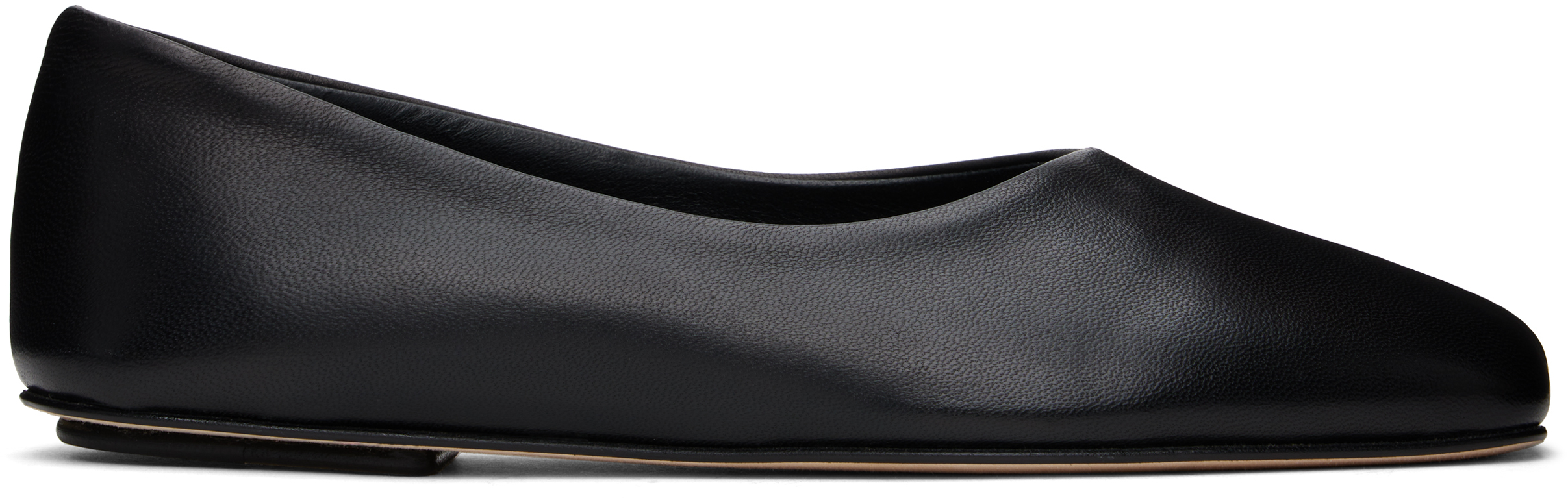 Shop Legres Black Nappa Leather Ballerina Flats In 1 Black