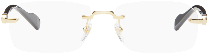 Gold & Black Rimless Rectangle Glasses