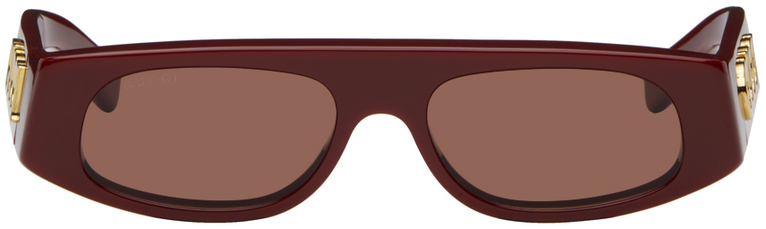 Burgundy Geometric Sunglasses