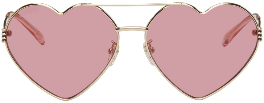 Gold heart shaped sunglasses online