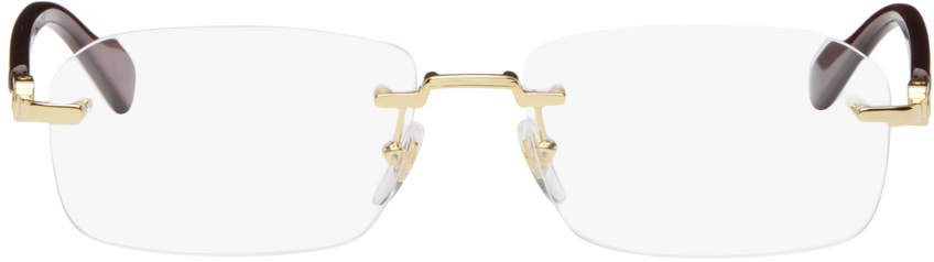 Gold Burgundy Rimless Glasses by Gucci on Sale