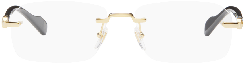 Gold & Black Rimless Glasses