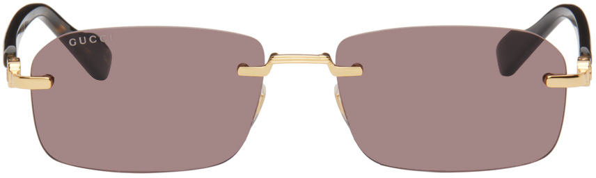 Gold & Tortoiseshell Rectangular Sunglasses