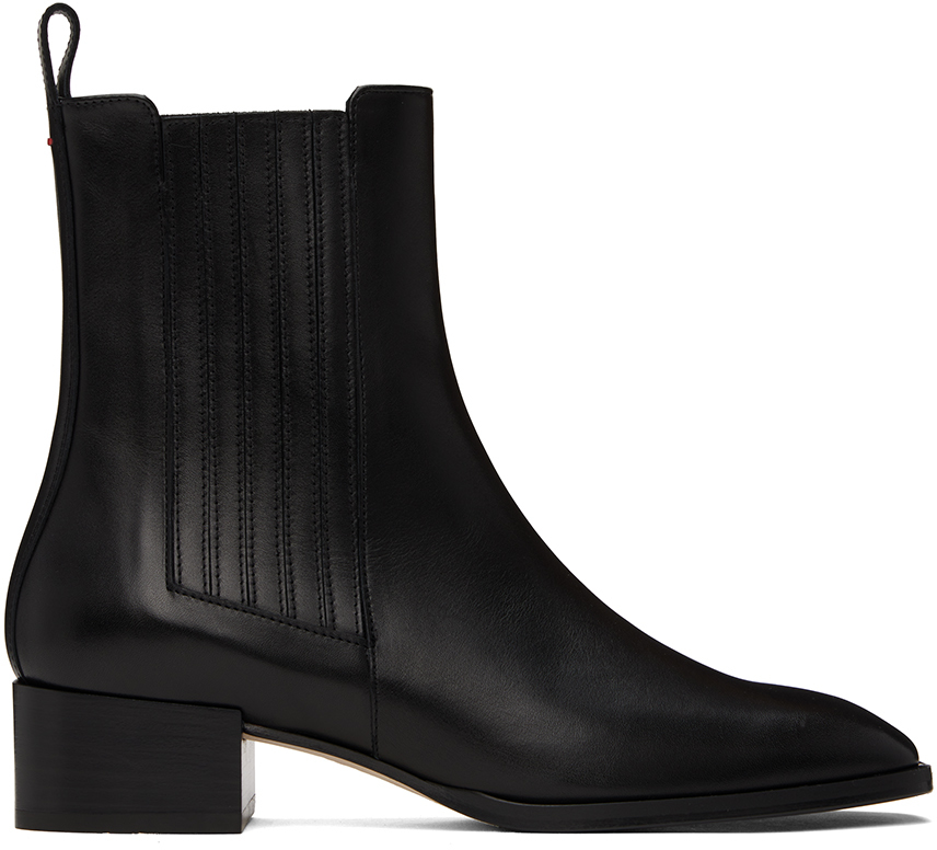 Shop Aeyde Black Neil Leather Ankle Boots