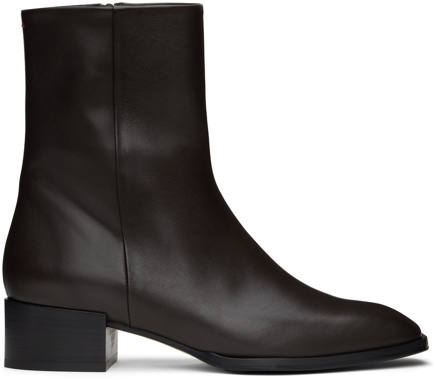 Shop Aeyde Brown Lee Boots In Moka