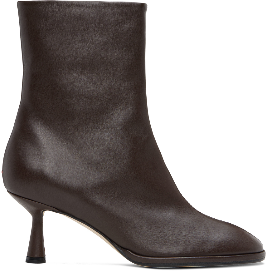 ショートブーツ・ブーティ Dorothy Ankle Boots - Aeyde - Leather - Brown Aeyde: Brown Dorothy Boots | SSENSE