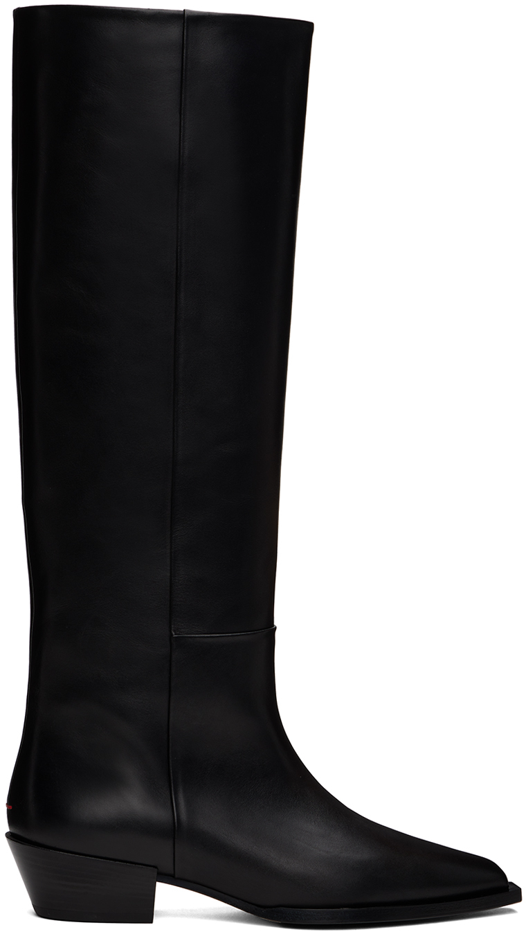 Black Arla Leather Cowboy Tall Boots