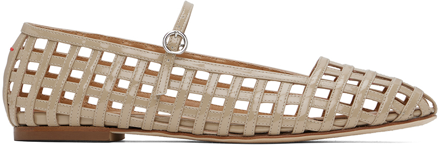 Shop Aeyde Beige Uma Caged Mary-jane Ballerina Flats In Latte