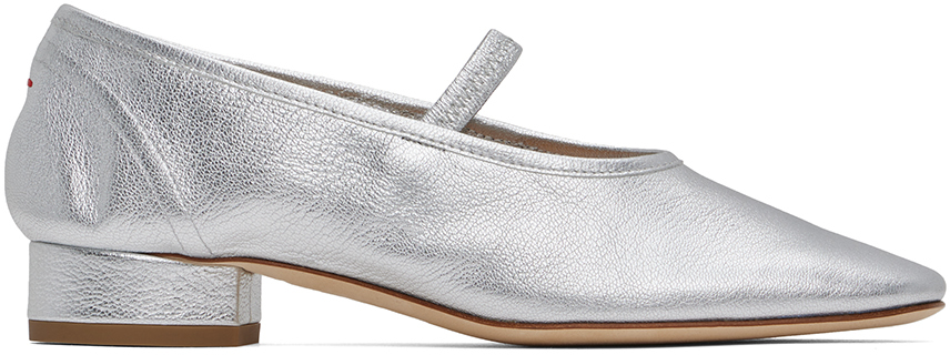 Shop Aeyde Silver Pippa Ballerina Flats In Silver Pearl