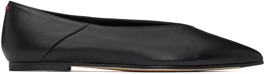 Shop Aeyde Black Moa Ballerina Flats