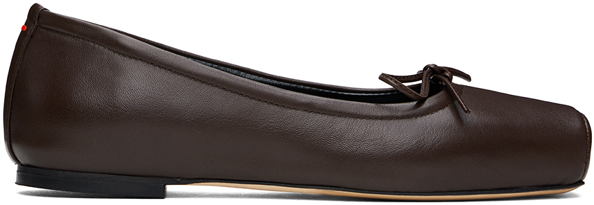 Shop Aeyde Brown Gabriella Ballerina Flats In Moka