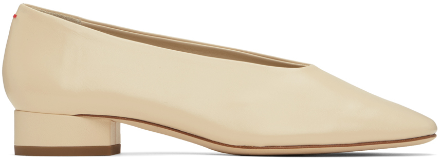 Shop Aeyde Off-white Delia Ballerina Flats In Creamy