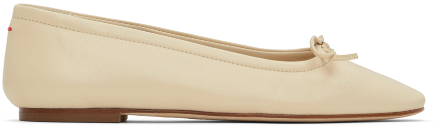 Shop Aeyde Off-white Delfina Ballerina Flats In Creamy