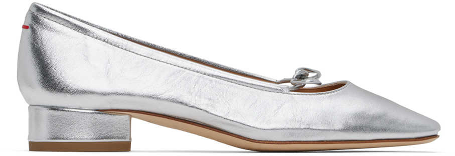 Silver Darya Nappa Ballerina Flats