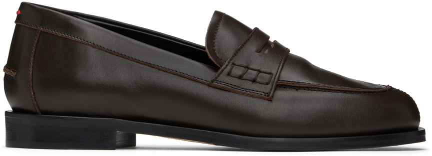 Shop Aeyde Brown Oscar Loafers In Moka