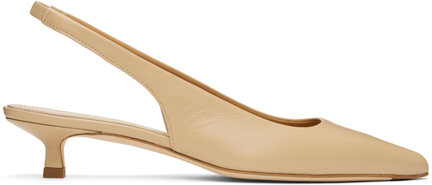 Shop Aeyde Beige Valerie Heels In Latte