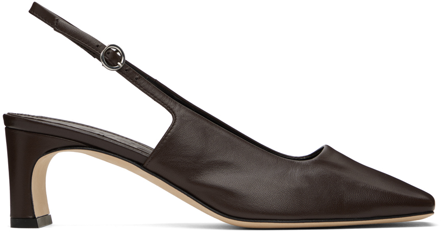 Shop Aeyde Brown Eliza Slingback Heels In Moka