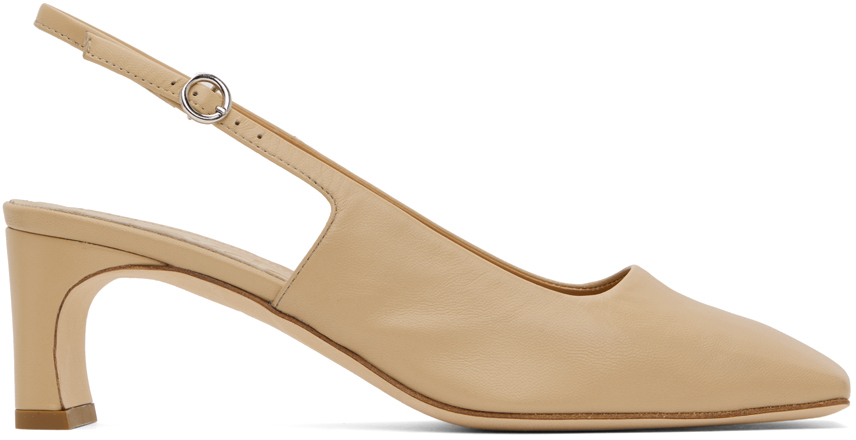 Beige Eliza Slingback Heels by Aeyde on Sale Beige Eliza Slingback Heels by Aeyde on Sale